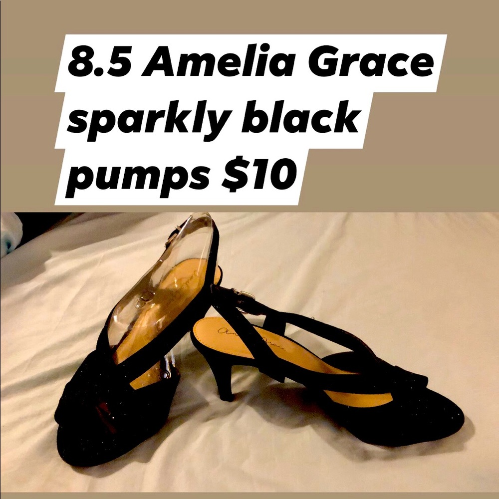 Amelia Grace Black shimmering pumps